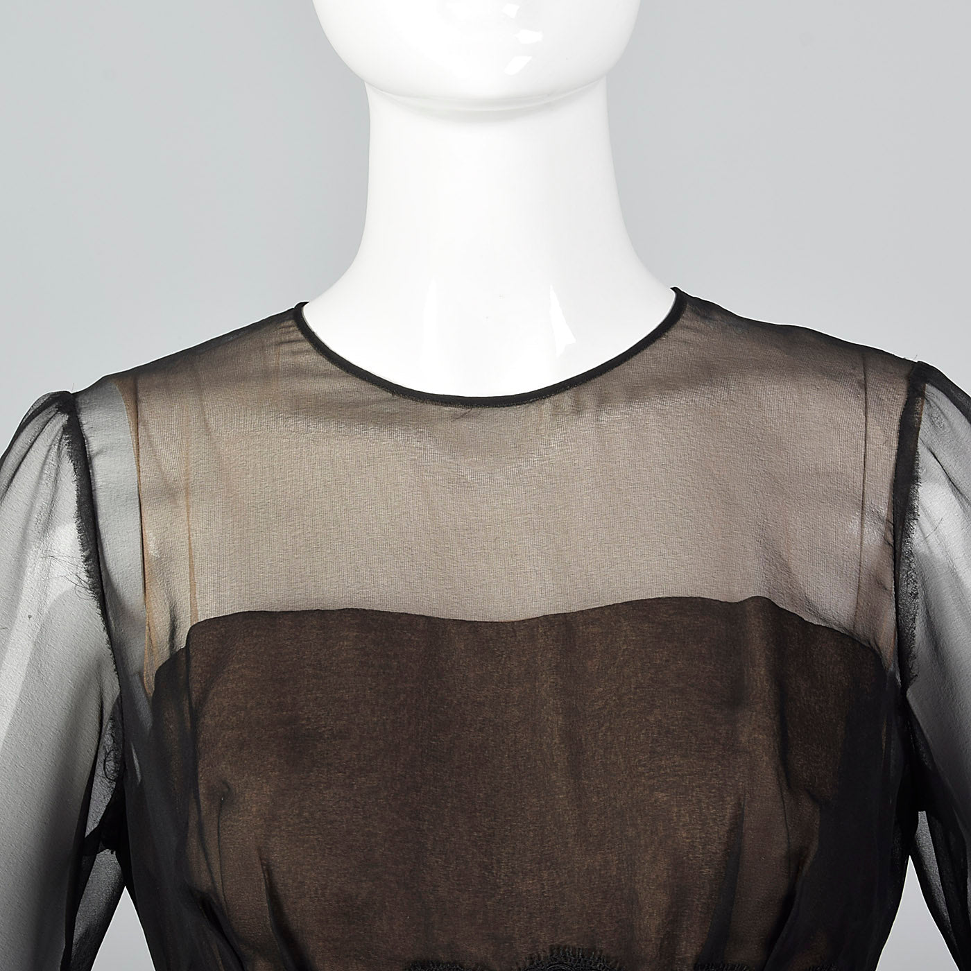 1960s Layered Sheer Dress with Bishop Sleeves