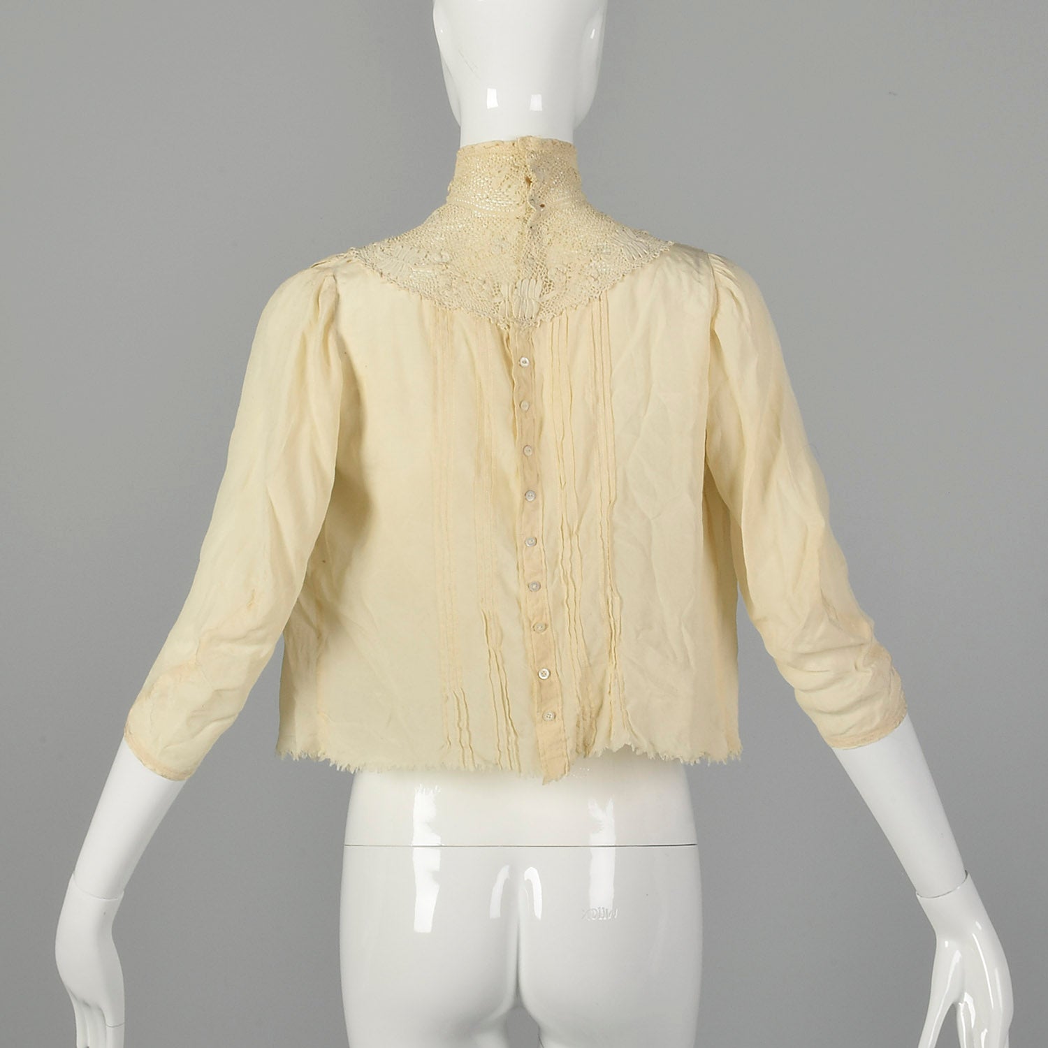 XXS 1910s Ivory Silk Shirtwaist Blouse