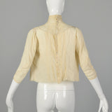 XXS 1910s Ivory Silk Shirtwaist Blouse