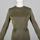 1950s Lurex Pencil Dress in Blue and Gold Knit