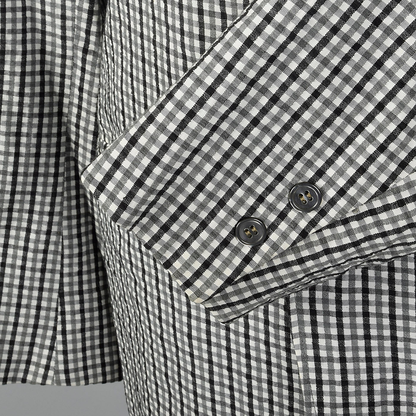 1950s Black and White Gingham Seersucker Jacket