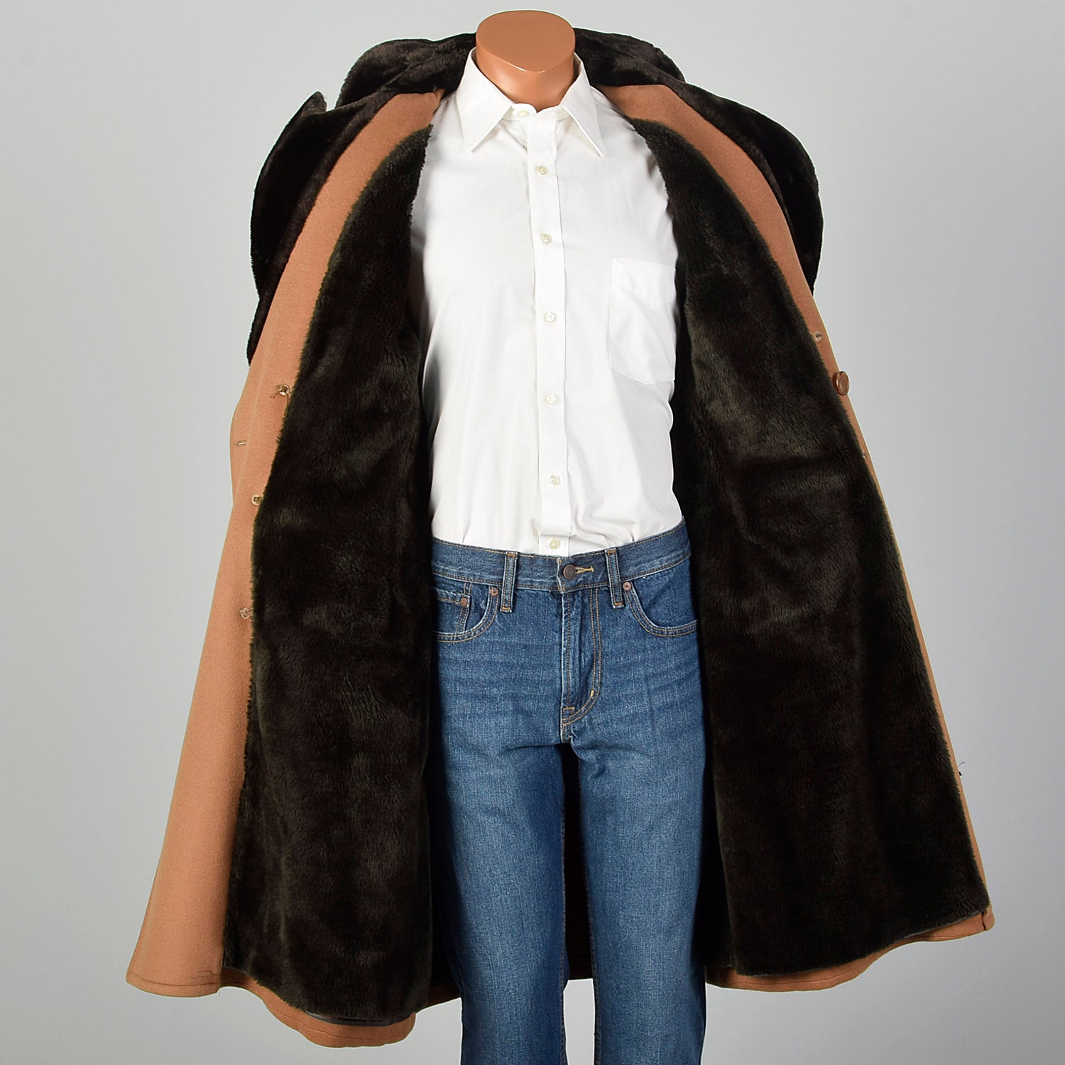 42 Large Men Tan Double Breasted Coat