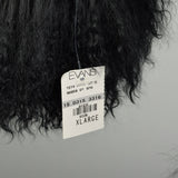XL 1990s Fur Trimmed Winter Jacket Mongolian Lamb Black Suede Leather Car Coat