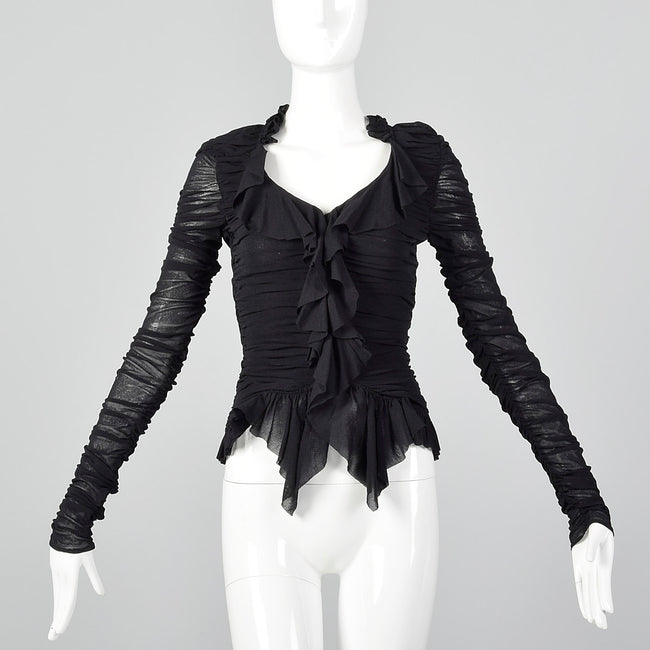 2000s Casadei Black Ruched Top