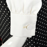 Medium 1970s Dress Jacket Ensemble Pussy Bow Red Black Ivory Knit Set