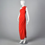 1980s Saks Fifth Avenue Red Bias Cut Dress
