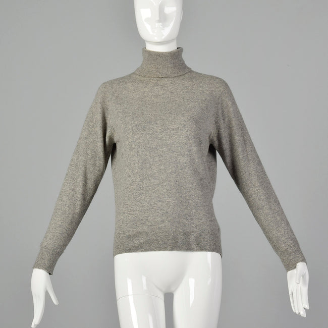 Medium Brooks Brothers 1970s Gray Cashmere Turtleneck Sweater