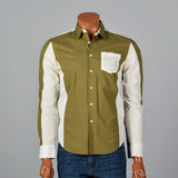 2000s Comme des Garcons Two Tone Green and White Button Down Shirt
