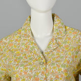 1960s Flannel PJ Set in Orange Floral Print