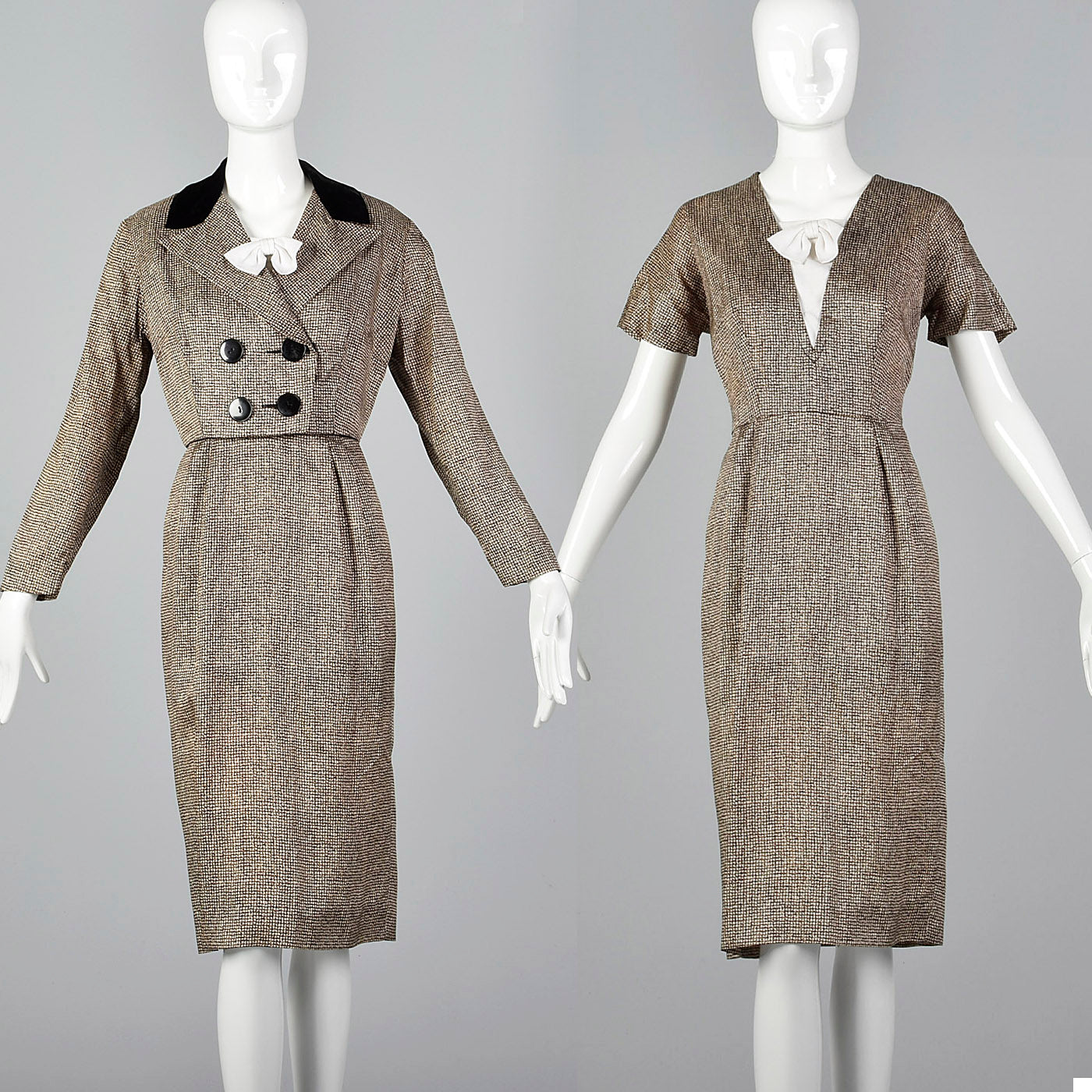 1950s Dress and Jacket Set with Removable Dickie