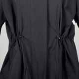 Large Lightweight Black Raincoat Hood Drawstring Waist