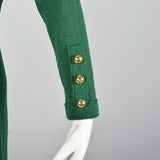 Small 1980s Adolfo Holiday Green Knit Long Sleeve Winter Sweater Dress