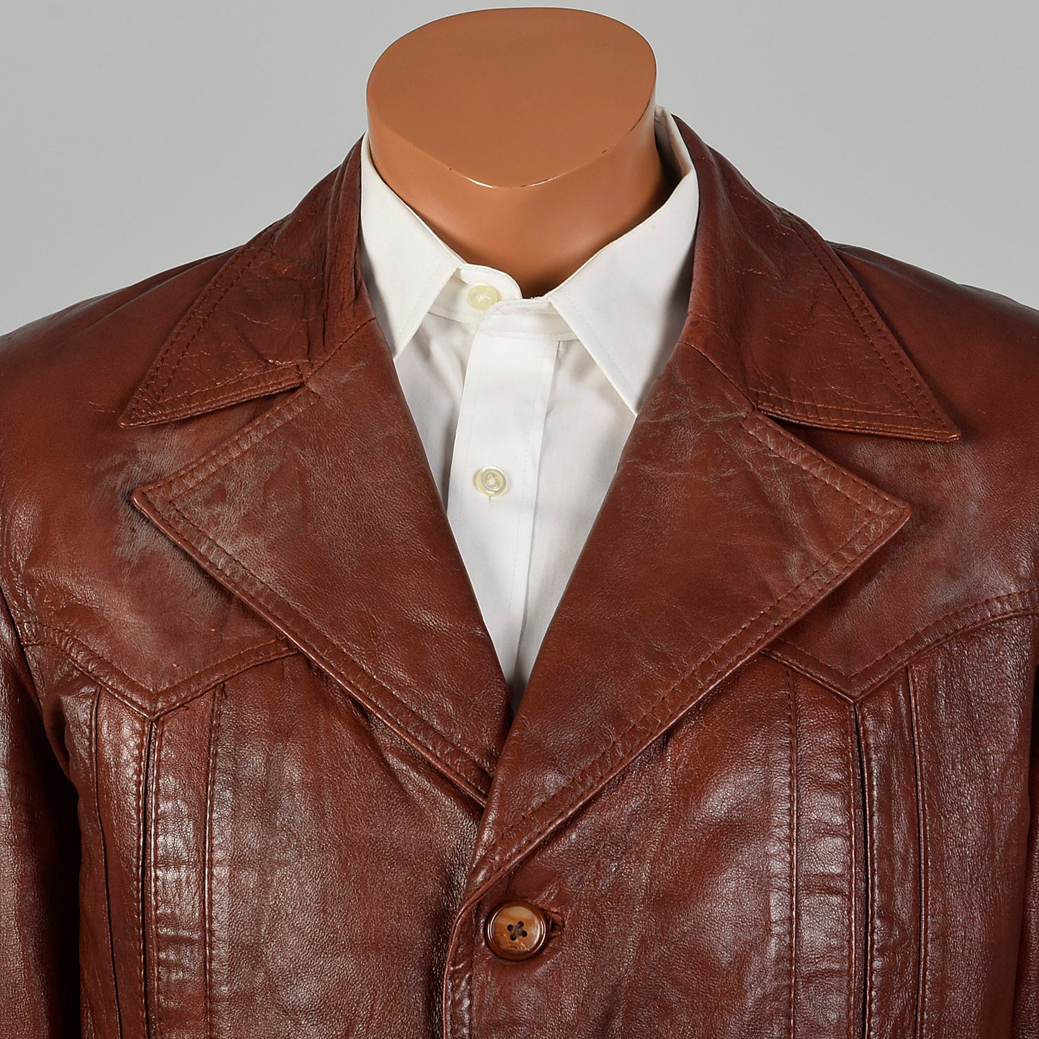 Medium 1970s Men's Burgundy Leather Jacket