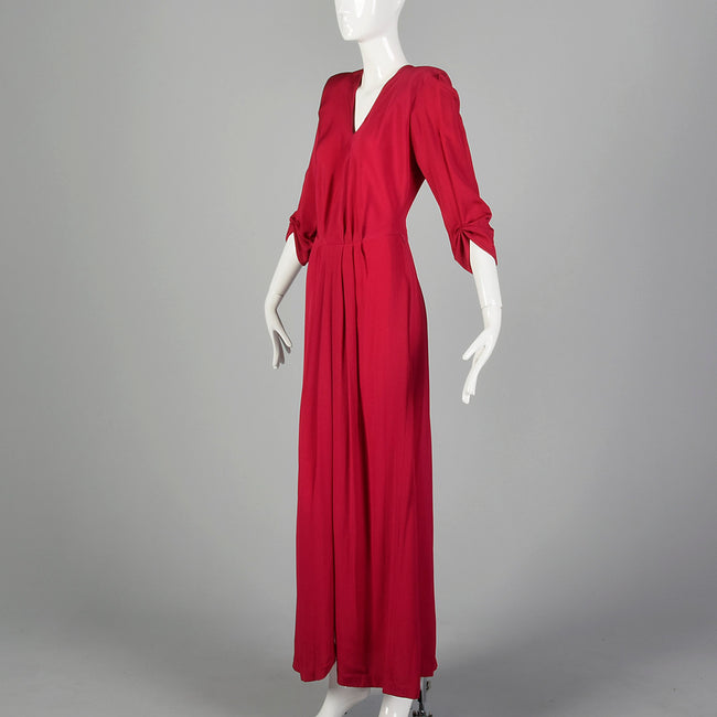Small 1940s Pink Rayon Evening Gown