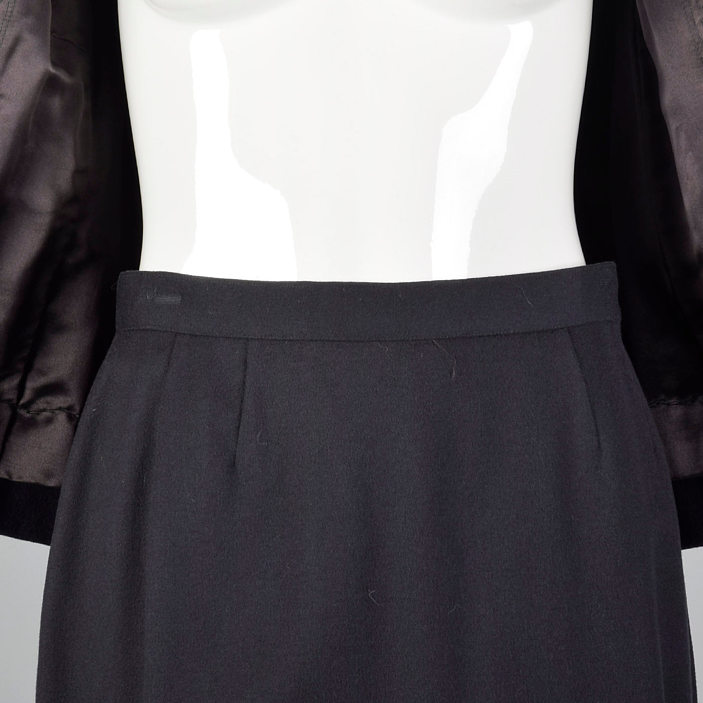 1960s Gray Wool Skirt Suit with Green Velvet Trim