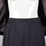 1960s Gray Wool Skirt Suit with Green Velvet Trim
