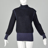 Small Emanuel Ungaro Parallele 1980s Purple Striped Black Turtleneck Sweater