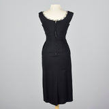 1950s Black Wiggle Dress with Gingham Trim and Jacket