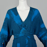 2000s Stella McCartney Blue Print Silk Dress