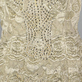 1980s Rose Taft Metallic Brocade Wedding Dress