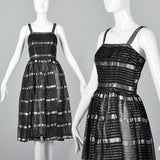 1950s Sheer Black and Silver Dress