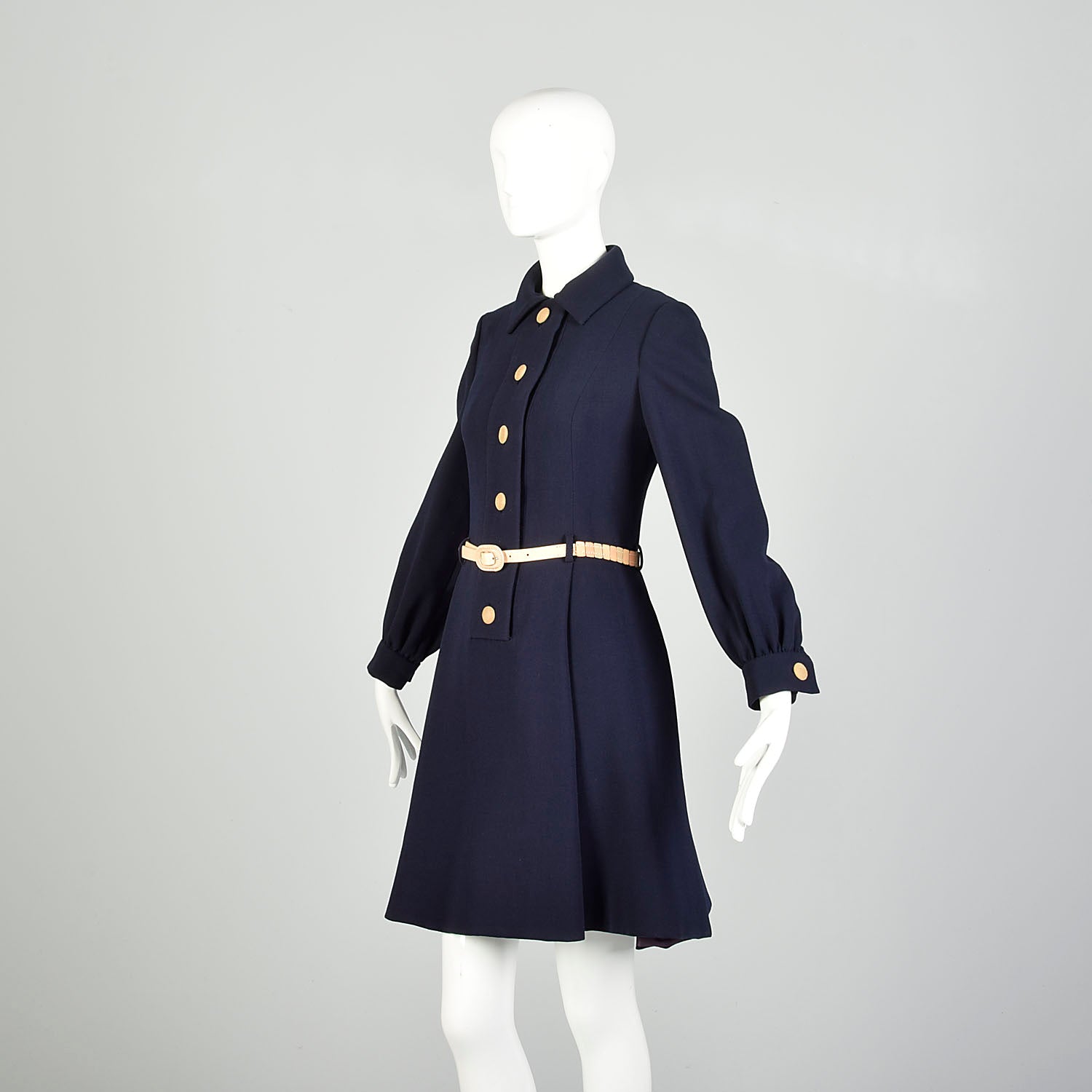 Geoffrey Beene Dress 1960s Mod Pleated Mini Long Sleeve
