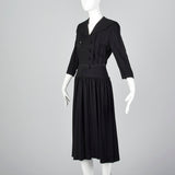 Small 1950s Black Drop Waist Dress
