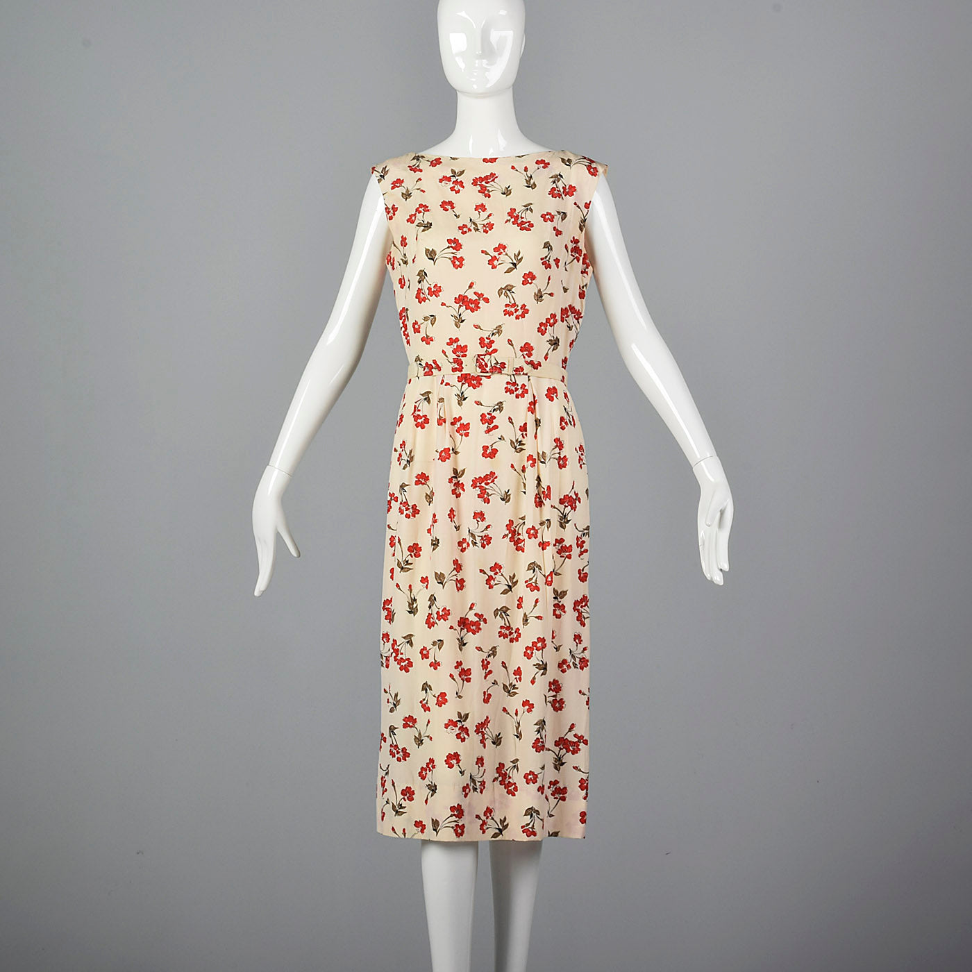1960s Floral Print Pencil Dress with Matching Jacket