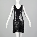 Small 1980s Black Sequin Shift Dress