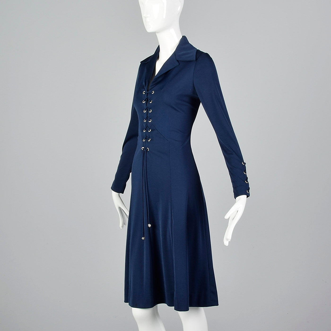 1970s Mignon Dress with a Corset Laced Bodice