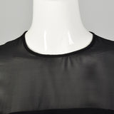 XS 2000s Dress Black Sheer White Stripe Long Sleeve Cocktail Party