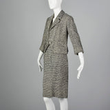 1960s Black and White Tweed Skirt Suit