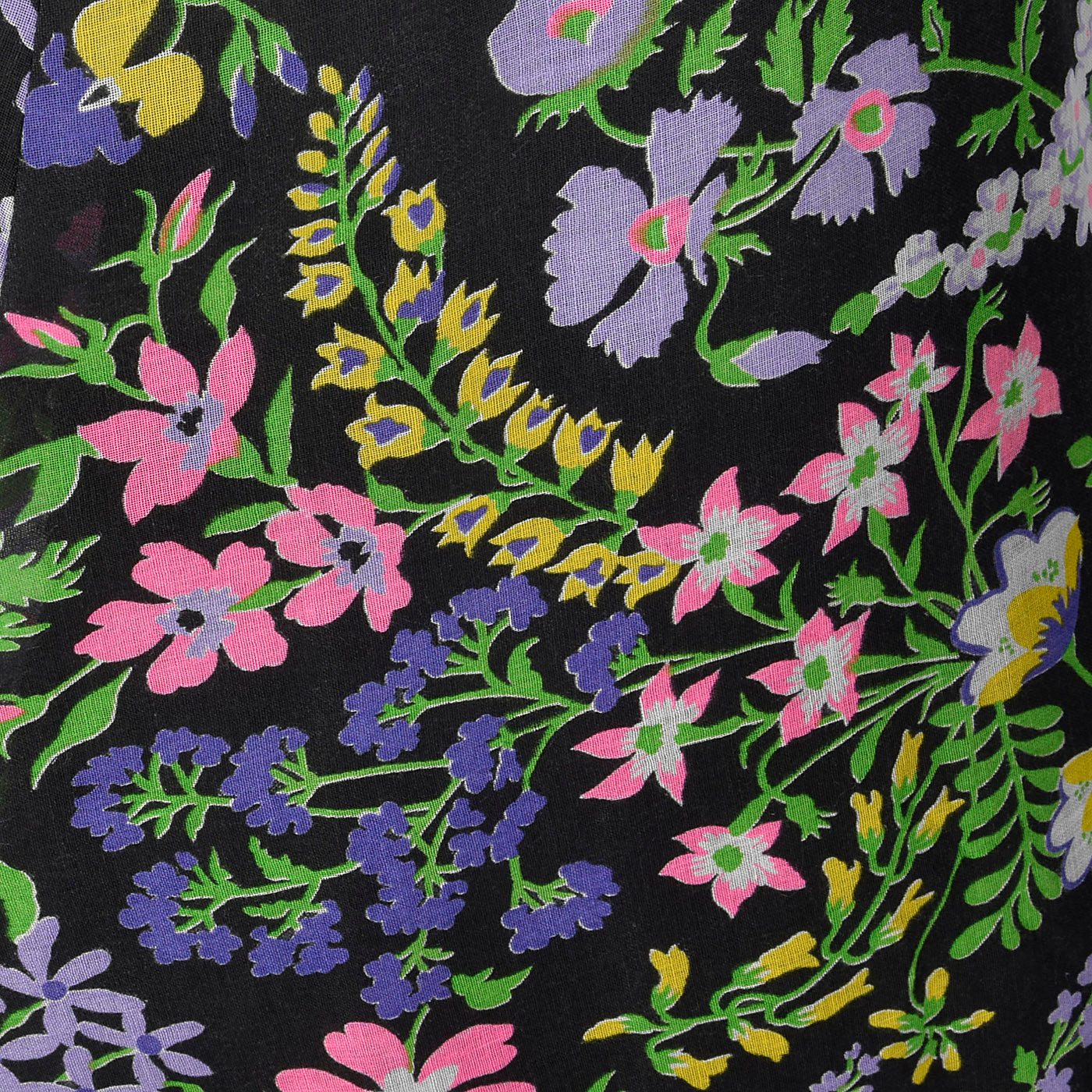 1970s Black Floral Maxi Dress