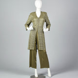 1990s Liancarlo Green Silk Women's 2 Piece Outfit