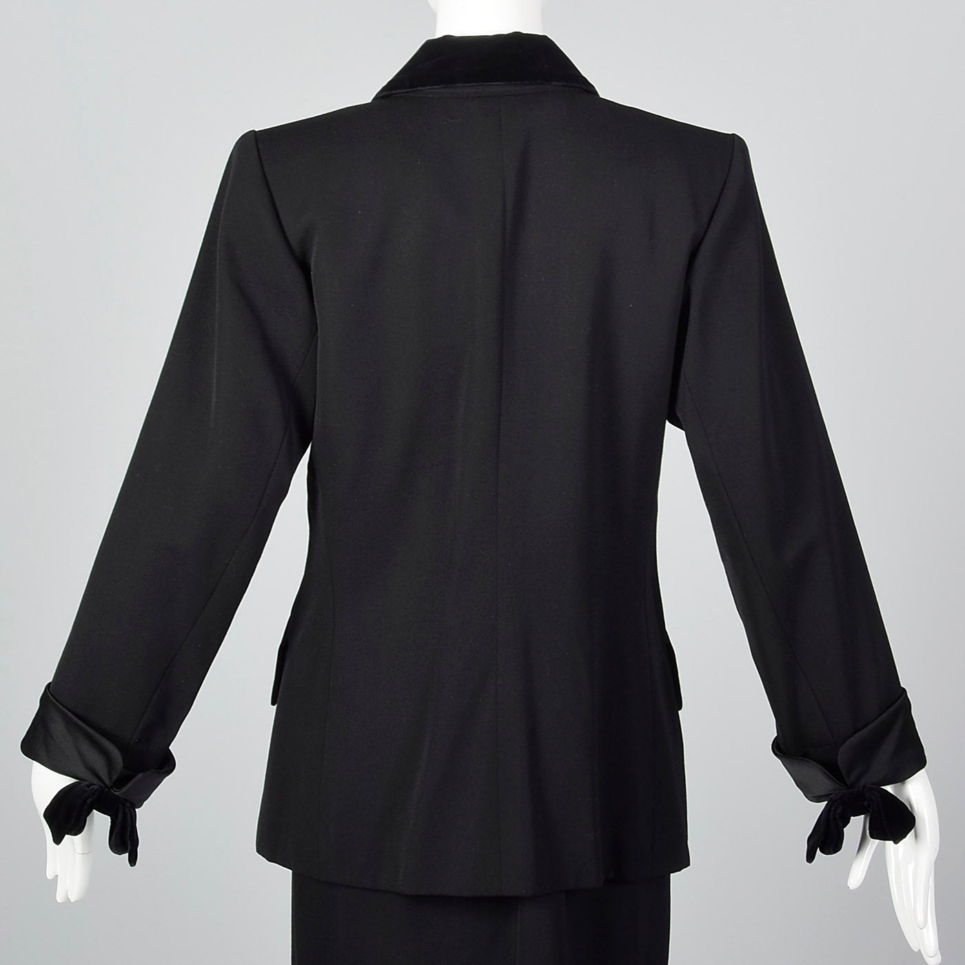 Yves Saint Laurent Rive Gauche Black Skirt Suit with Velvet Trim