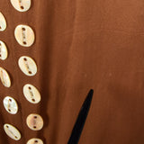 1920s Brown Silk Dress with Mother of Pearl Buttons