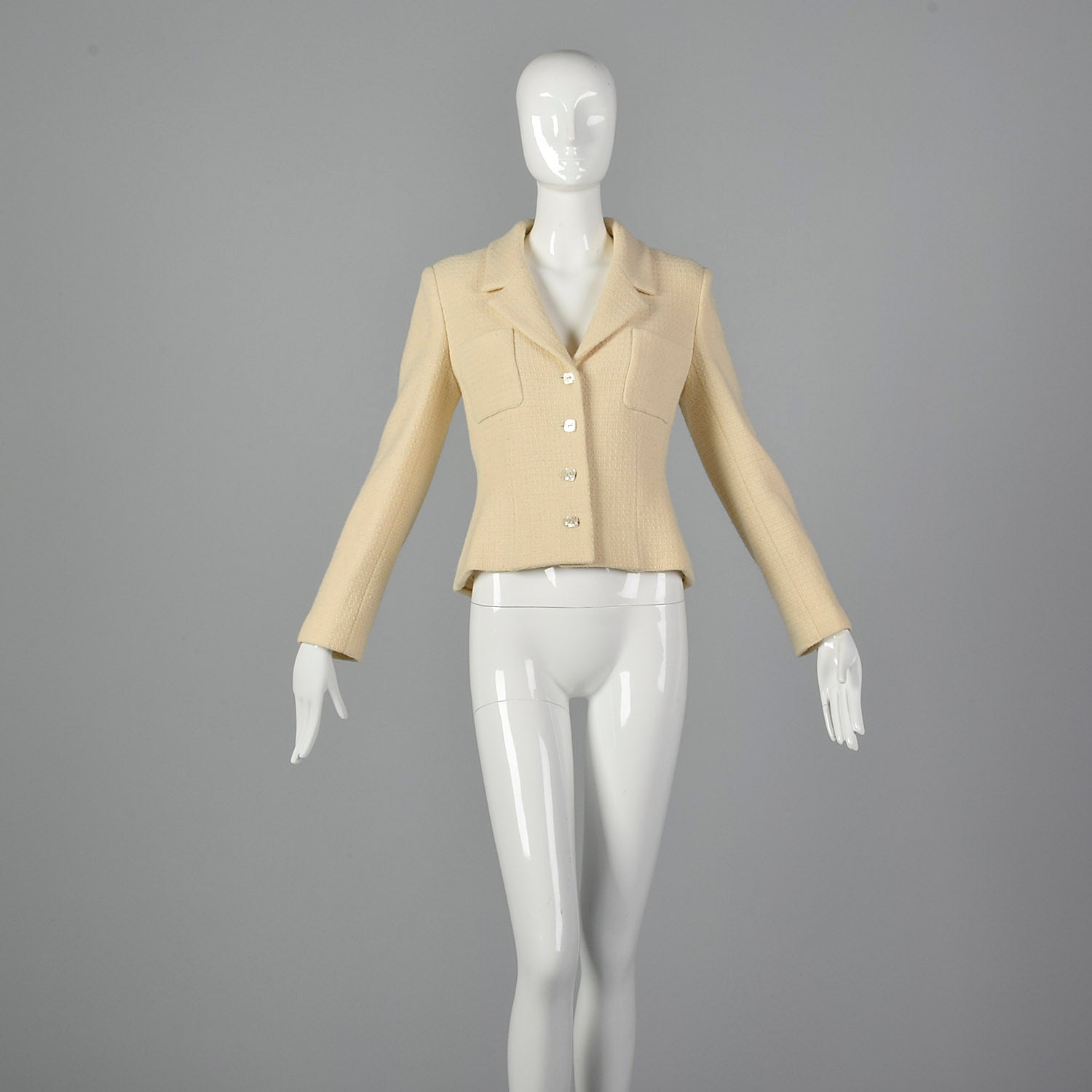 Medium Chanel 1990s Cream Wool Jacket