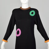 Small 1980s Adolfo Black Sweater Dress