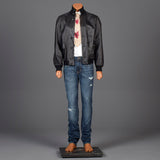 Medium Battaglia 1980s Reversible Black Leather Jacket