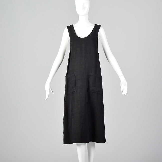 2000s Loose Black Dress in Linen