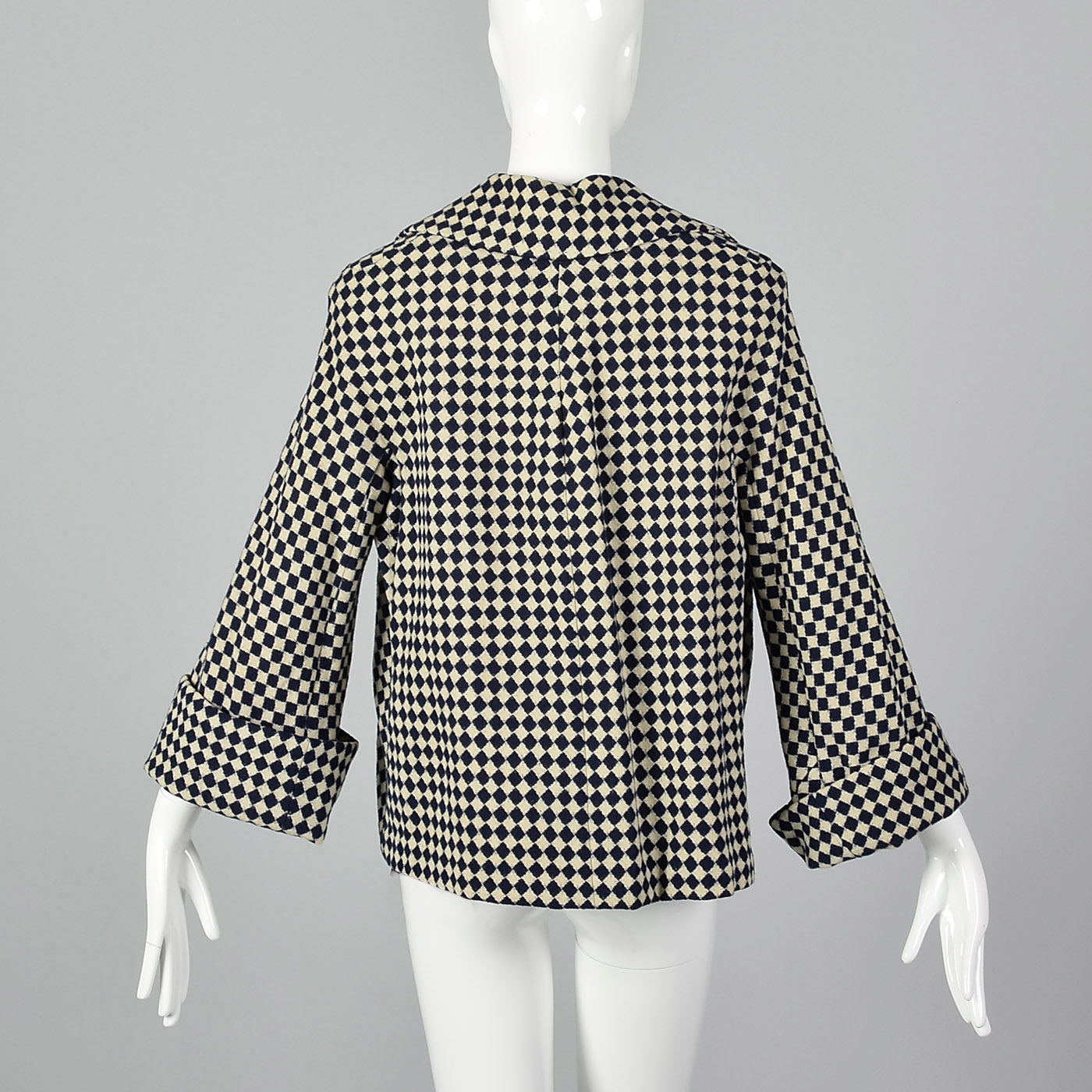 1950s Navy Blue and White Check Jacket