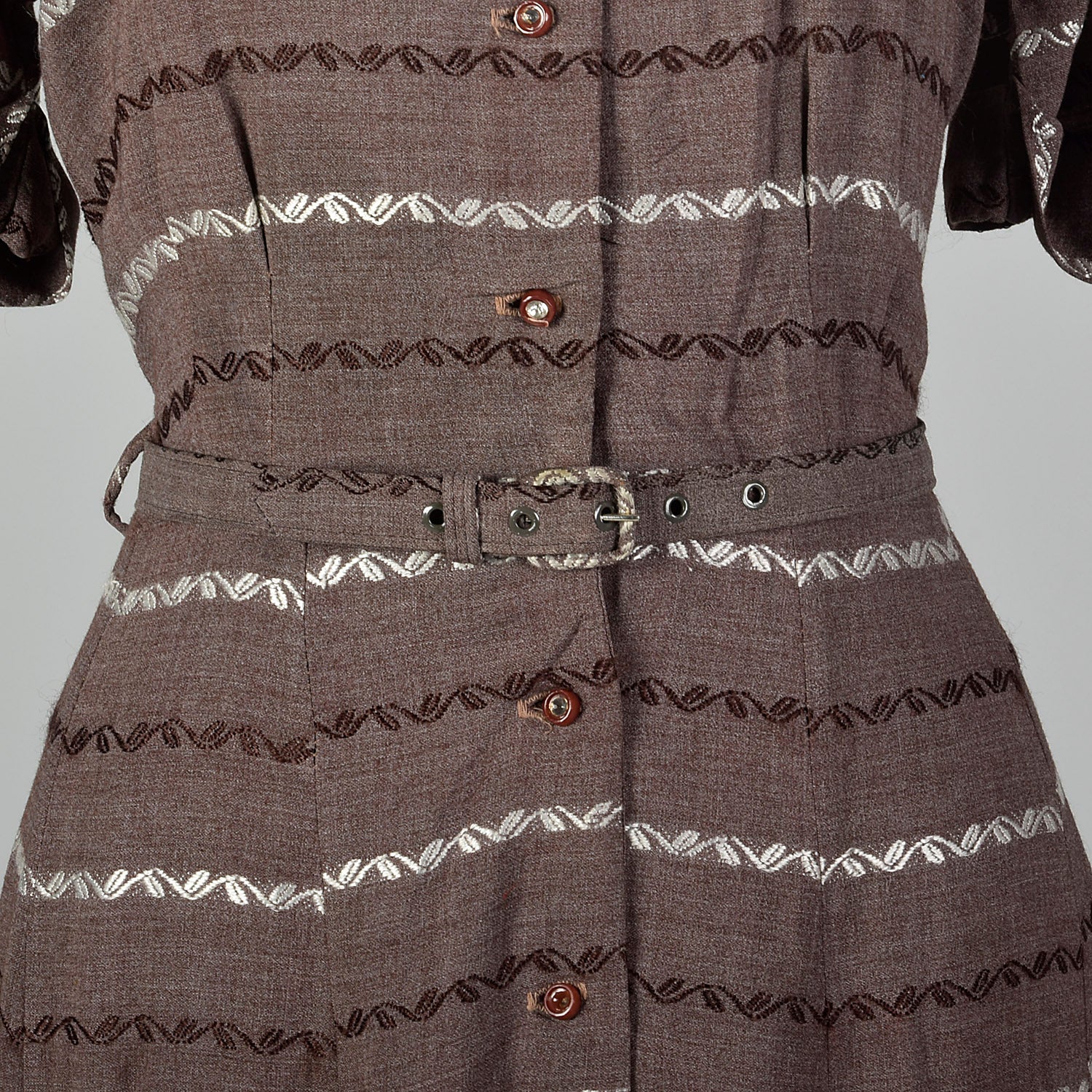 Medium 1950s Brown Striped Dress