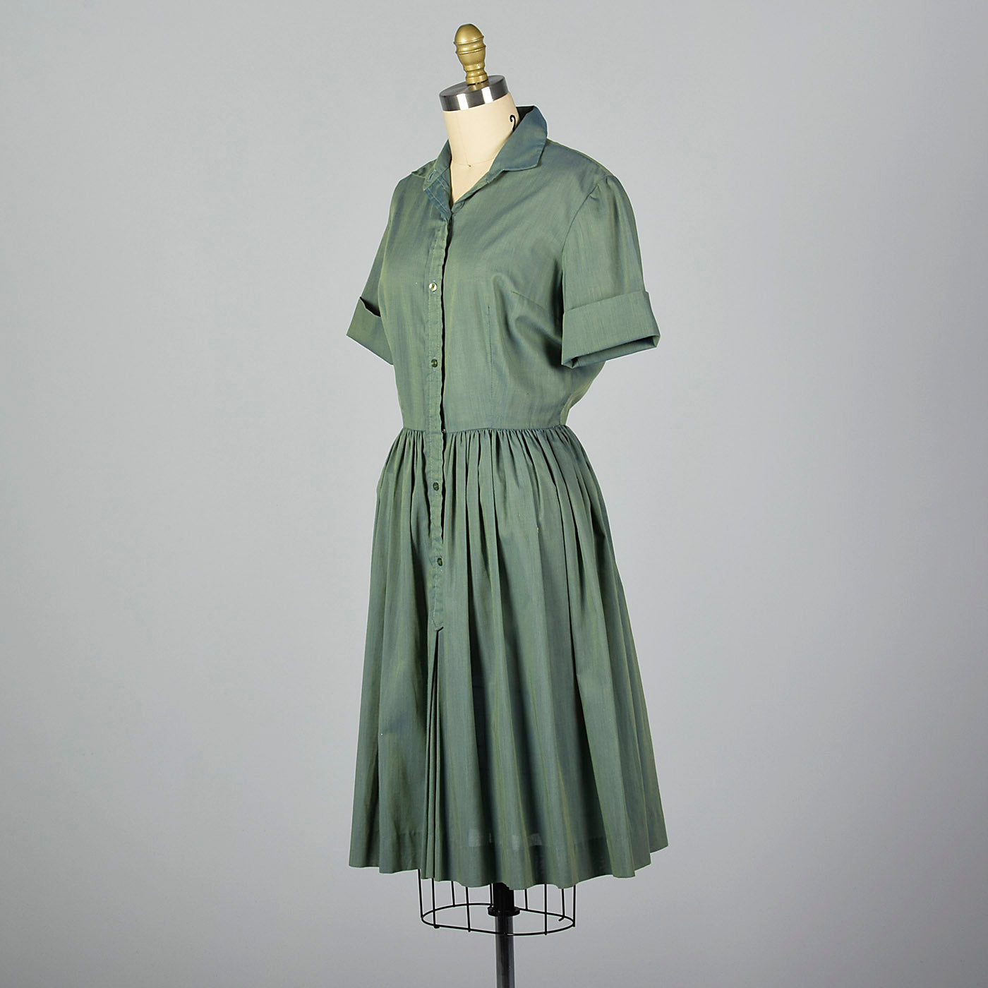 1960s Green and Blue Sharkskin Dress