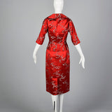 1960s Red Brocade Dress and Jacket Set