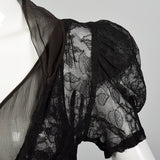XS 1930s Sheer Black Silk and Lace Dress and Jacket