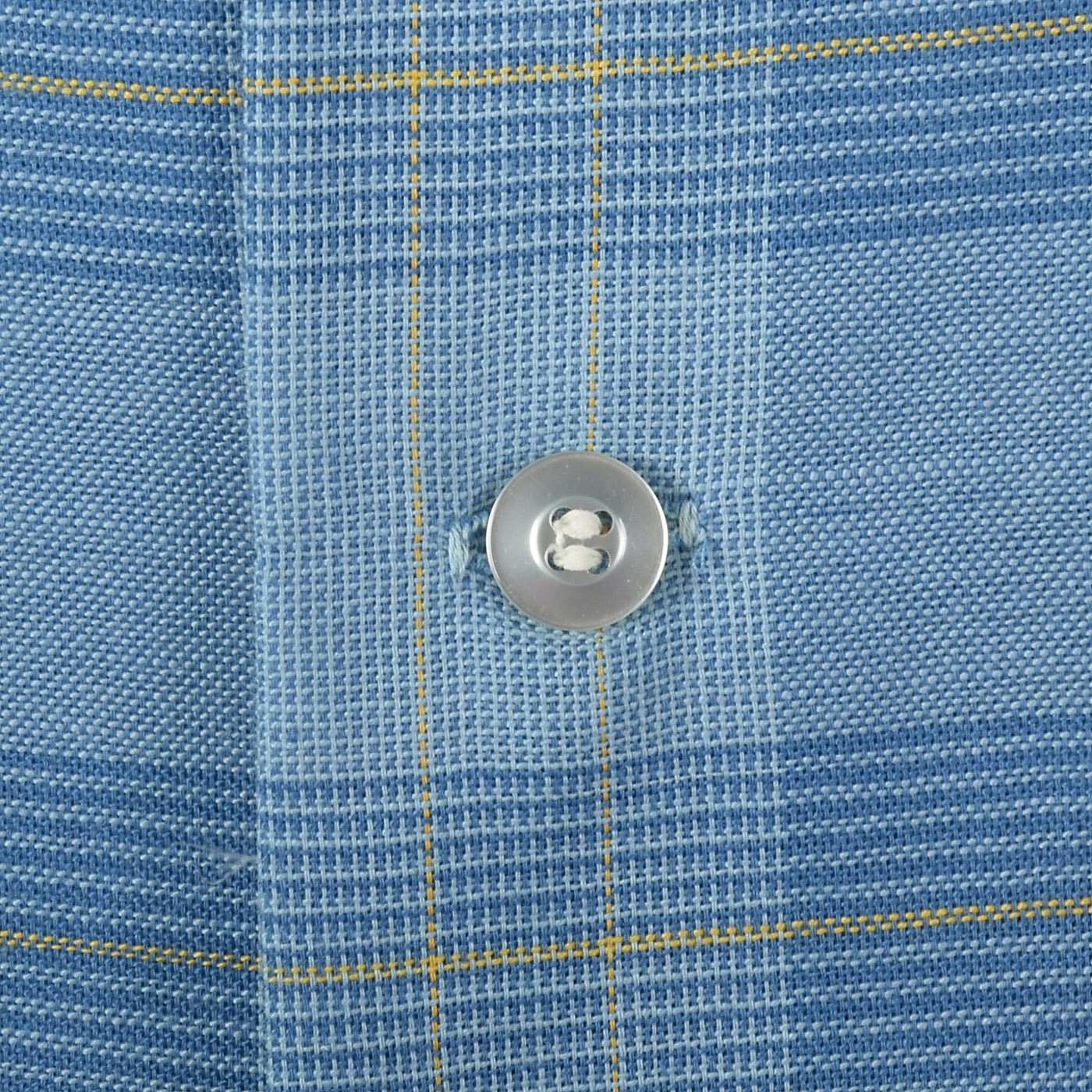 1960s Mens Blue Plaid Shirt with Loop Collar