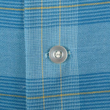 1960s Mens Blue Plaid Shirt with Loop Collar