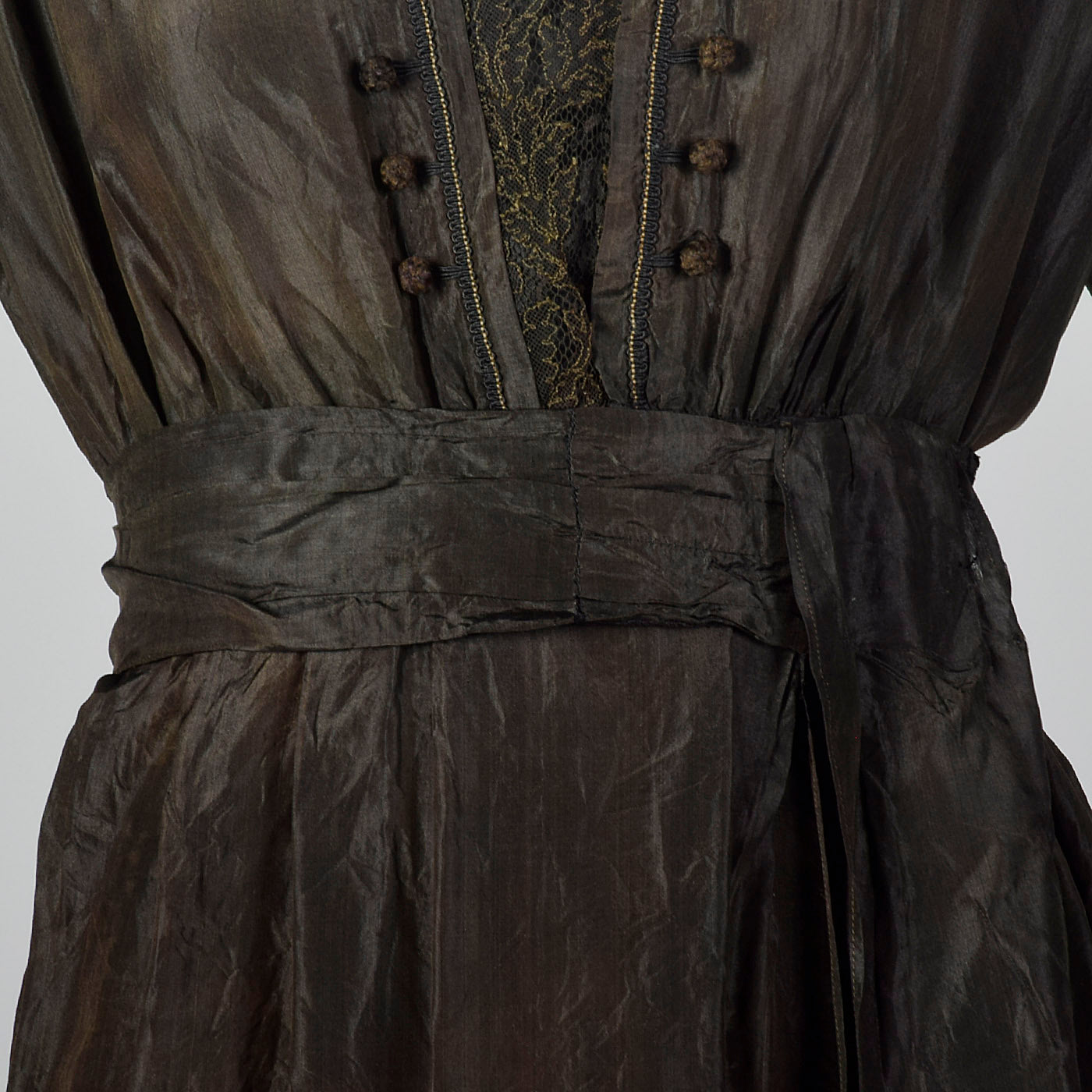 1910s Black Silk Edwardian Dress