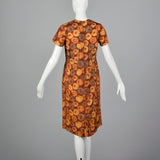 1960s Brown Swirl Print Dress and Jacket Set