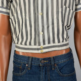 1950s Grey and White Striped Cropped Shirt
